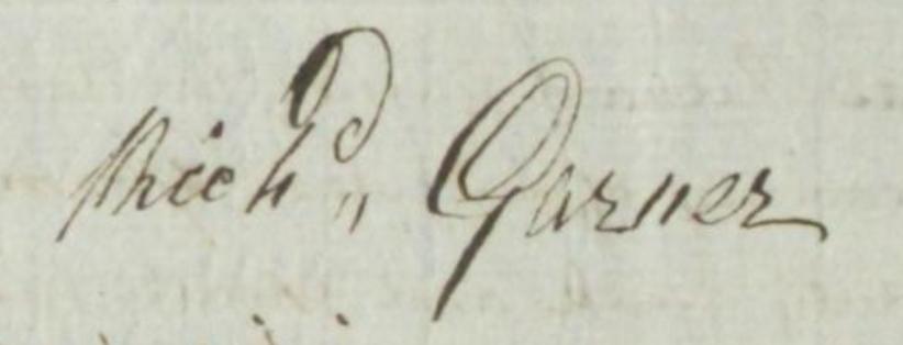Signature of Richard Garner c1792